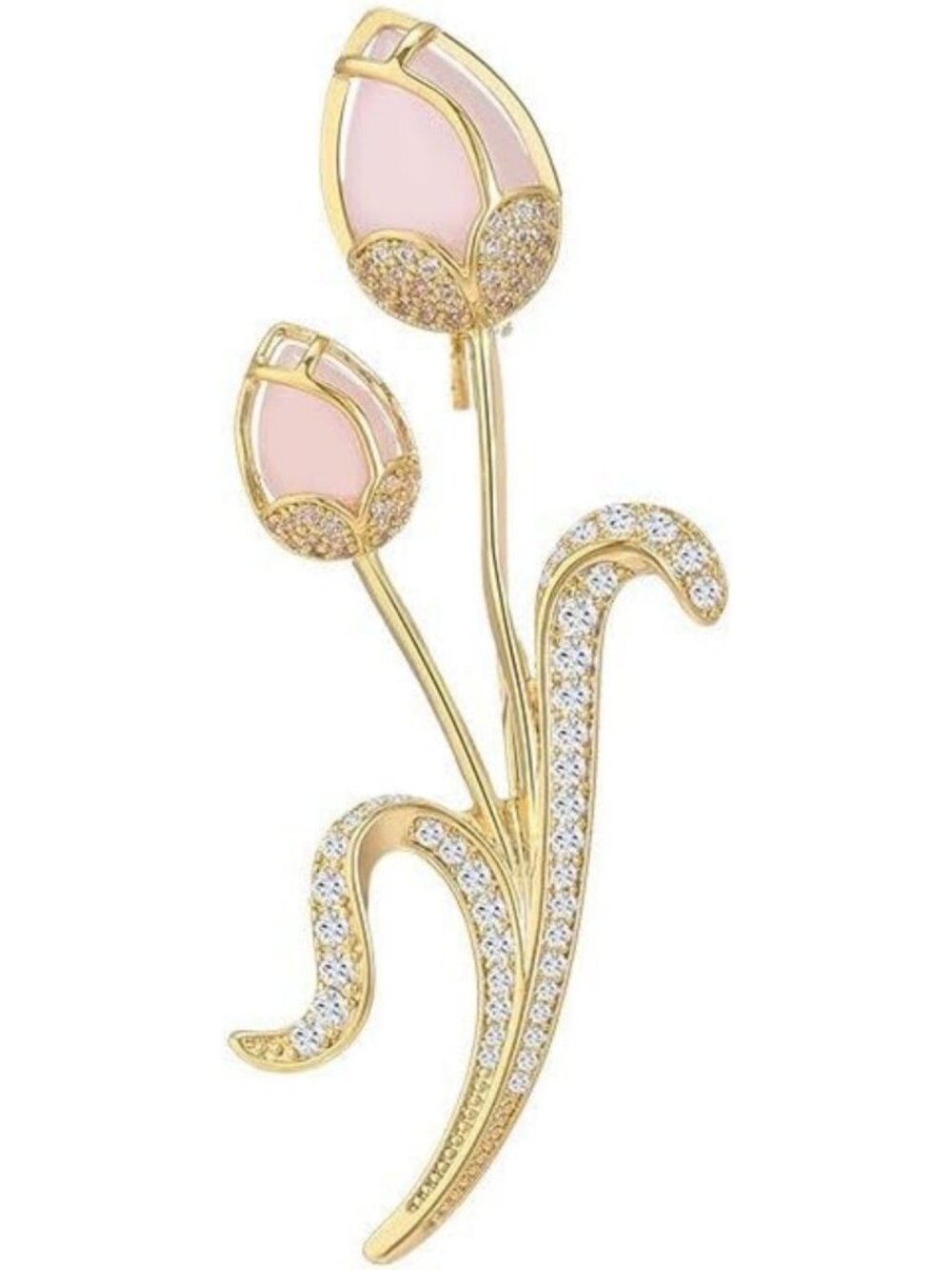 Elegant Flower Rhinestone Brooch - Gold Plated Lapel Pin for Women & Girls